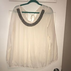 Beaded neck cream top